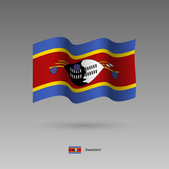 Swaziland flag. Official colors and proportion correctly. High detailed vector illustration. 3d and isometry. EPS10