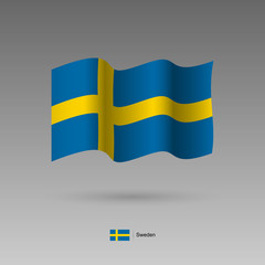 Sweden flag. Official colors and proportion correctly. High detailed vector illustration. 3d and isometry. EPS10