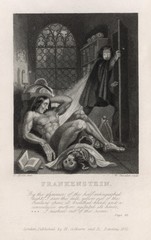 Frontispiece illustration from Frankenstein. Date: first published 1818 - 162337029