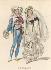 Fototapeta na wymiar Racial Types - Italy - Wedding. Date: circa 1820