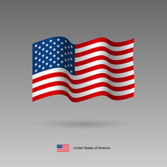 USA flag. United States Of America flag. Official colors and proportion correctly. High detailed vector illustration. 3d and isometry. EPS10