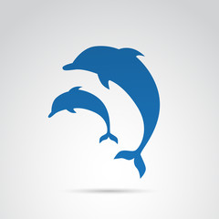 Obraz premium Dolphin, fish vector icon.