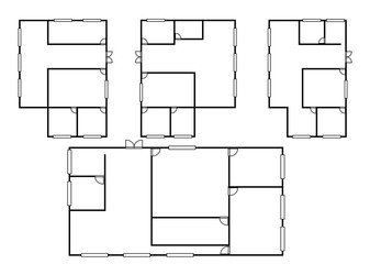 Concept of Architecture plans in different styles in top view 