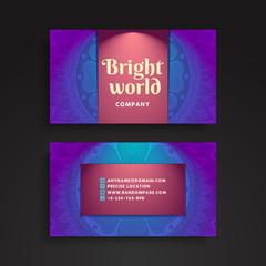 Business Card. Vintage decorative elements. Ornamental floral business cards or invitation with mandala