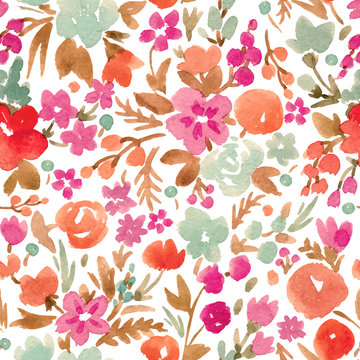 Watercolor vector abstract floral pattern