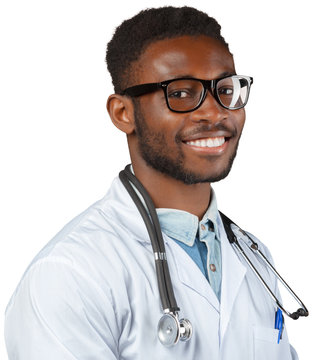 African Medical Doctor Man Isolated On White Background