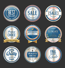 premium and luxury silver and black retro badges