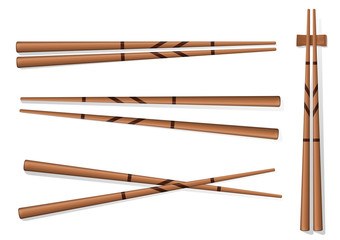 Chopsticks. Set Accessories for Sushi Isolated on White Background