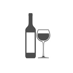 Wine bottle with wineglass vector icon isolated