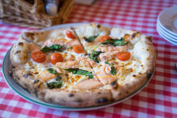 fresh salmon pizza