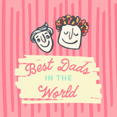 Vector icon set of fathers day greeting card against white background