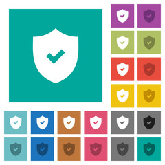 Active security square flat multi colored icons