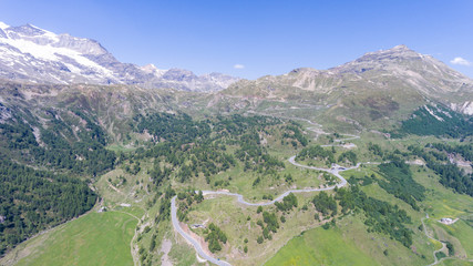 Fototapeta na wymiar Aerial view - Bernina Pass in Switzerland