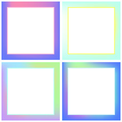 Vector icon set for neon frames against white background