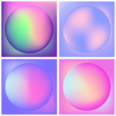 Vector icon set of neon sphere against white background
