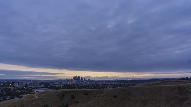 4K Video of high angle view of Los Angeles cityscape at Ascot Hills Park