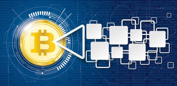 Golden Bitcoin Data Block Chain Arrow