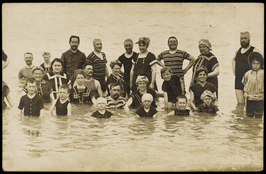 Group Photo of Bathers. Date: circa 1910