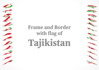 Obraz premium Frame and border with flag of Tajikistan. 3d illustration