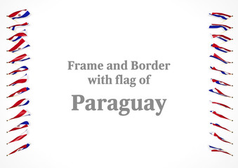Fototapeta premium Frame and border with flag of Paraguay. 3d illustration