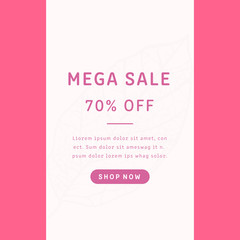 Mega sale brochure with leaf against red background