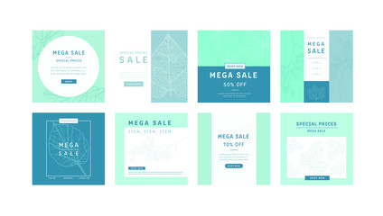 Set of mega sale brochure card on white background