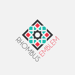 Vector mosaic rhombus emblem