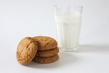 Breakfast of some cookies and glass of milk