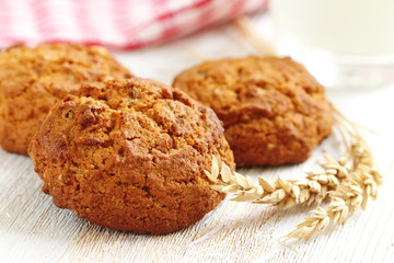 Oatmeal cookies and milk