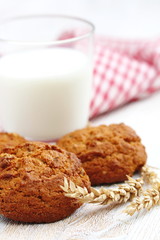 Oatmeal cookies and milk