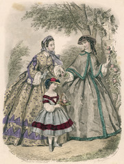 Fototapeta na wymiar Striped Dress 1861. Date: 1861