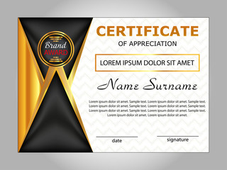 Design certificate of appreciation, diploma. Horizontal template. Vector