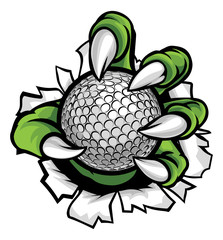 Monster or animal claw holding Golf Ball