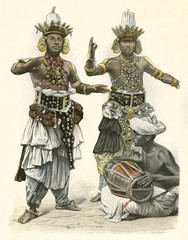 Fototapeta na wymiar Devil Dancers - Sri Lanka. Date: circa 1890