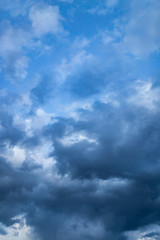 Fototapeta premium Beautiful clouds at sunset after rain as background .