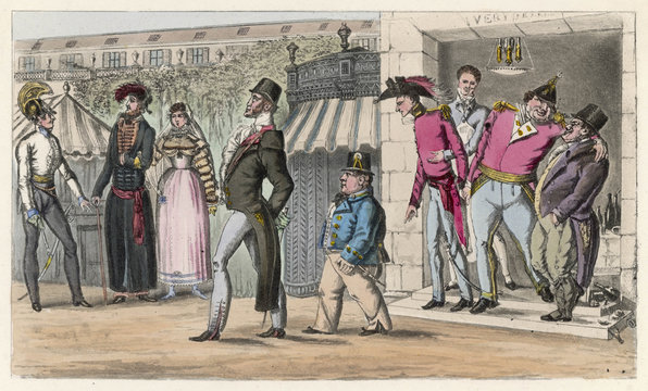 British at Palais Royal  Paris. Date: 1814