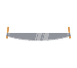 Two man saw with wooden handle isolated on white background. Professional instrument, working tool. Vector illustration.
