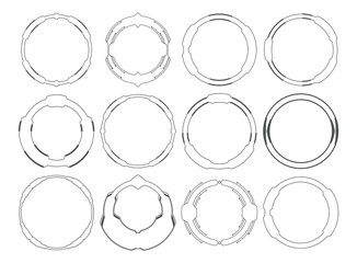 Vector icon set of circular frames against white background