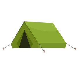 Camping tourist outdoor tent isolated on white background. Vector illustration