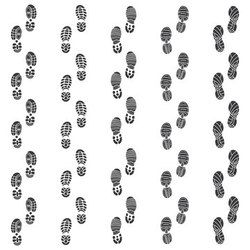Sport shoe footprints walking away with copy space vector illustration