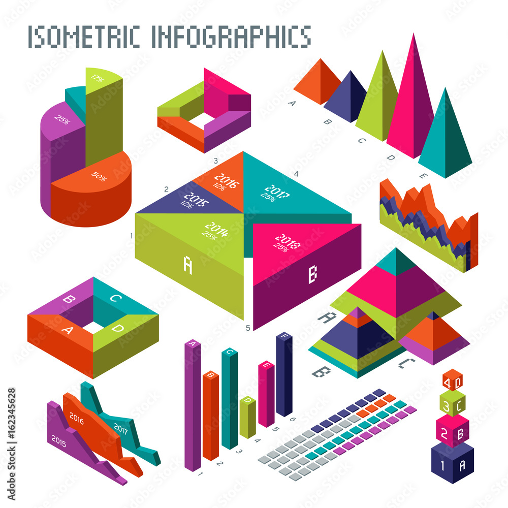 Aufkleber isometric 3d vector diagrams and graphs for your information infographic and business presentation