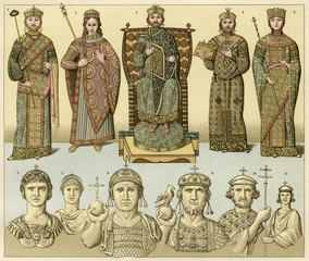 Byzantine Royals - Racinet. Date: 7th to 11th century