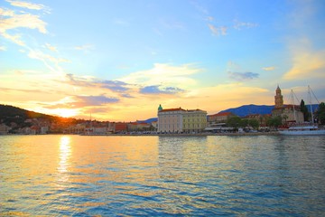 Naklejka premium Sunset in Split, Adriatic sea, Croatia