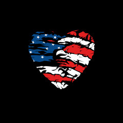 American flag in heart vector