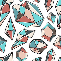 Naklejka na ściany i meble modern seamless pattern with colorful diamond shapes and crystals