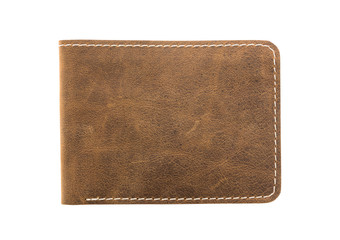 brown leather wallet isolated isolated on white background