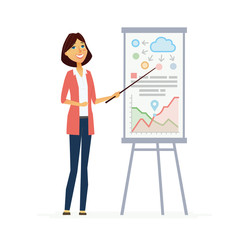 Female Presenter - modern vector flat composition.