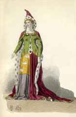 Costume - 1364 - Fashion 14th century. Date: 1364-86