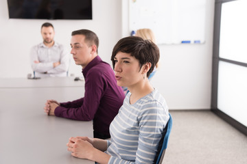 Business Team At A Meeting at modern office building