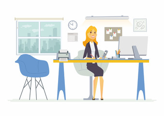 Office Woman - modern vector flat illustration